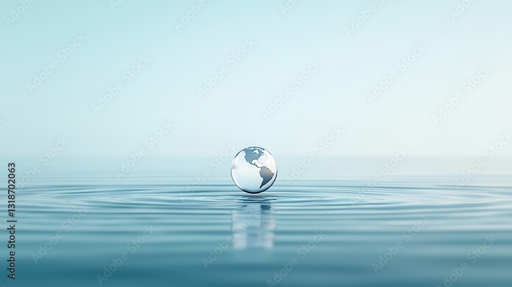 Poster a mesmerizing and symbolic digital painting depicting a floating globe representing the earth reflec