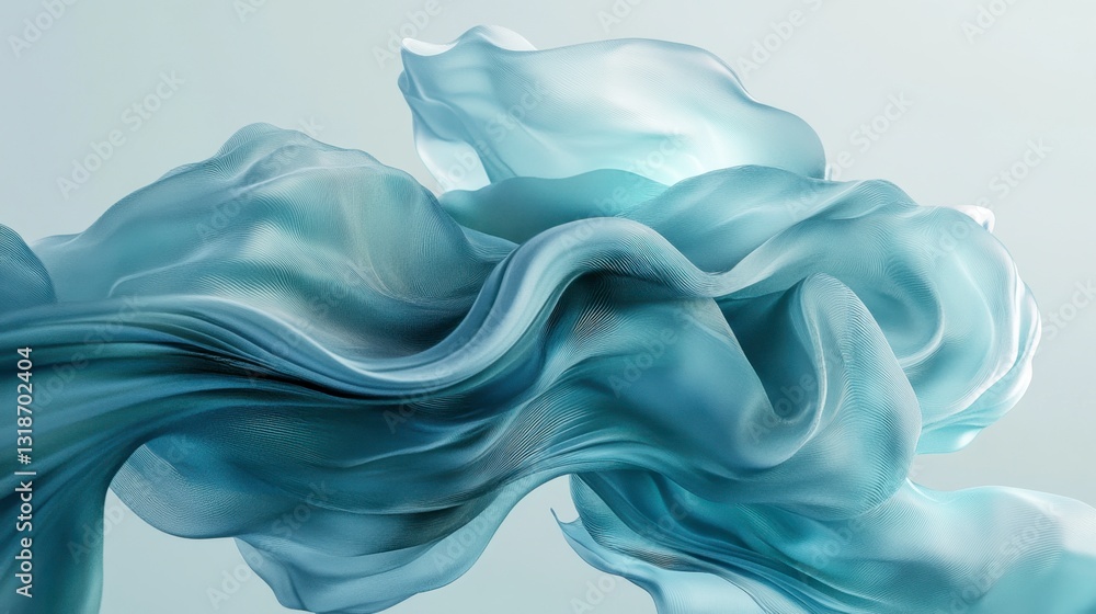 Aufkleber futuristic 3d rendering of elegant blue waves, dynamic smooth curves and flowing motion, modern abst
