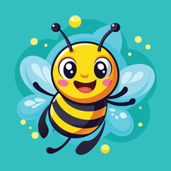 Illustration of a cute smiling cartoon bee.