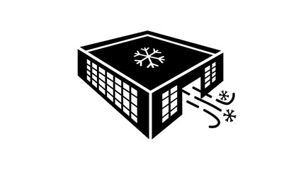 refrigerated warehouse, cold storage facility, Isolated Silhouette