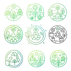 set of green eco icons