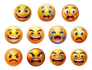 Collection of Various Emoji Faces Expressing Different Emotions