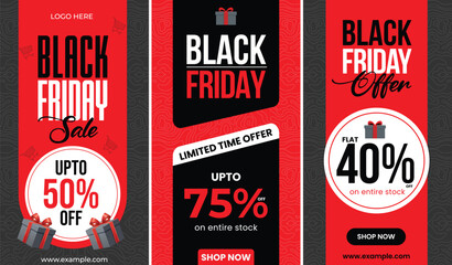 Black Friday Super Sale Banner, Instagram Story, WhatsApp Status, Exclusive Black Friday Ad Design Vector