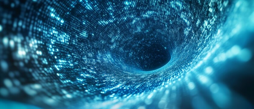 Digital Vortex: Microscopic Corrupted Data Flowing into a Fortress 