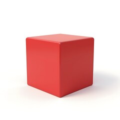 Fototapeta premium 3D Minimalist Red Cube isolated on a white background