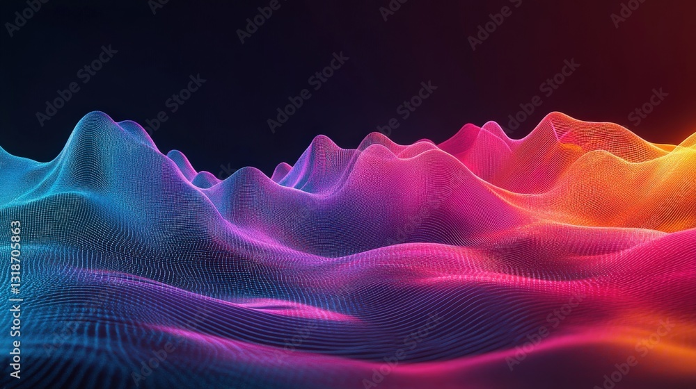 Aufkleber vibrant abstract waves of color undulating in a digital landscape, showcasing a dynamic flow