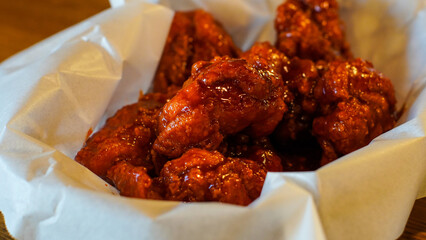 Spicy Korean fried chicken at a fast food restaurant
