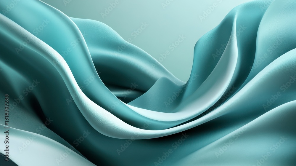 Poster futuristic blue wave motion, smooth and elegant abstract 3d rendering with digital flowing curves, m