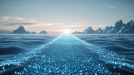 Future technology intelligent road network rechargeable highway concept illustration