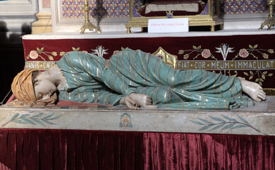 Tomb of Sainte Secile in Albi Cathedral showcases intricate artistry and peaceful repose