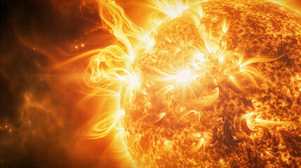 The Sun from Deep Space, Glowing Plasma Swirls and Solar Flares