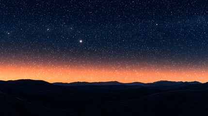 Fototapeta premium Celestial Night Sky with Orange Sunset Horizon