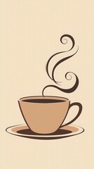 Obraz premium Simple yet elegant cup of coffee on a minimalist surface highlighting the rich aroma and flavor of quality coffee