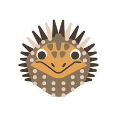 Cute Tuatara Cartoon Face Vector Illustration