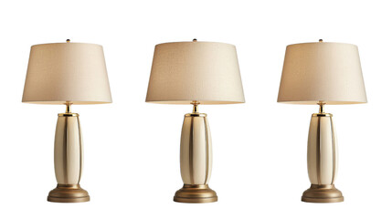 Three Cream Table Lamps with Textured Off White Shades