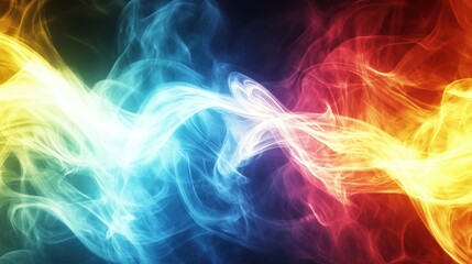 Fototapeta premium Dynamic Abstract Energy Field with Swirling Colorful Smoke and Radiant Light, High-Contrast and Photorealistic, Perfect for Creative and Conceptual Visuals