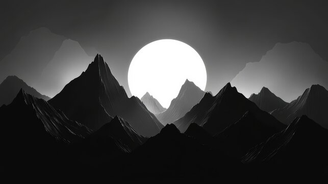 Silhouetted Mountains at Dawn