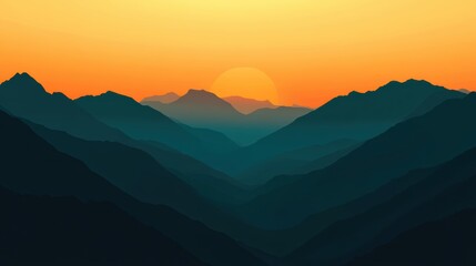Obraz premium Sunset over majestic mountain range.