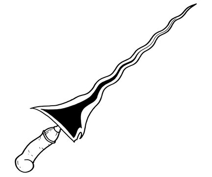 Keris Javanese Knife Hand Drawn Illustration