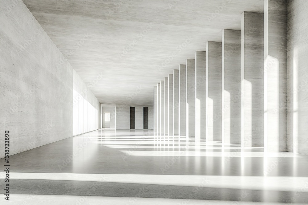 Poster modern architectural space with soft lighting and minimalistic design in an interior setting