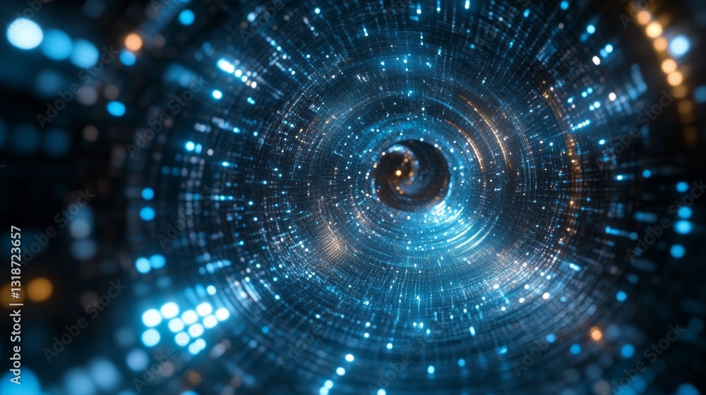 Poster a swirling vortex filled with glowing particles creates a mesmerizing tunnel effect. streams of vibr