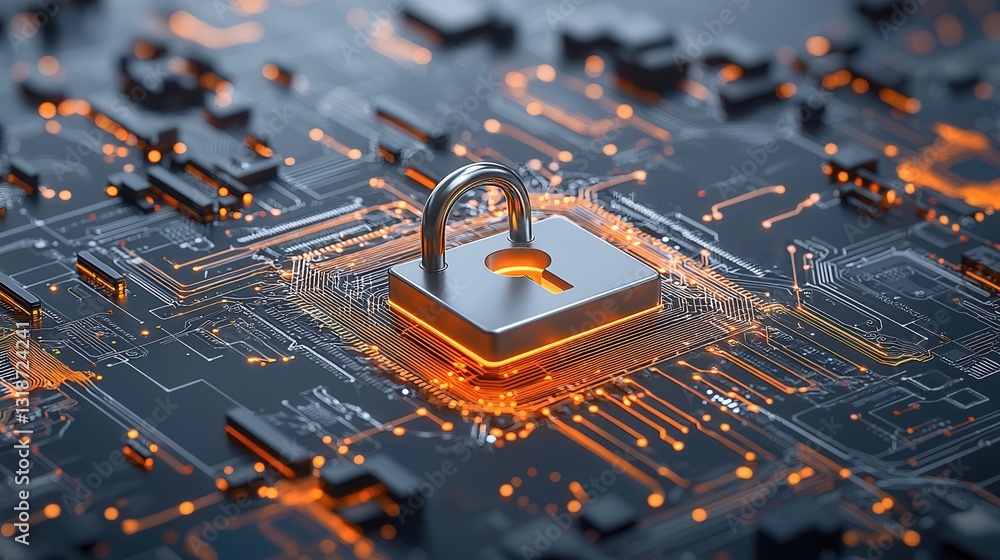 Poster cyber defense and encryption technology concept with futuristic digital circuit background abstract 