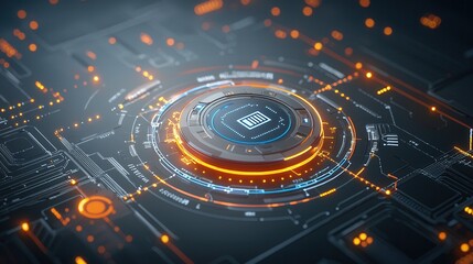 Cybernetic Encryption Technology Visualization in Futuristic Digital Interface Design  Abstract high tech background with data algorithms and cybersecurity elements