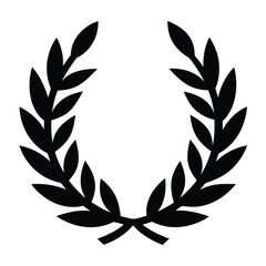 Black Laurel Wreath Icon Symbolizing Victory and Achievement