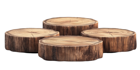 Four wooden logs arranged in a square