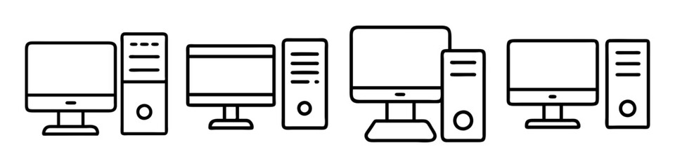 computer icon, computer line art - simple line art of computer, perfect for computer logos and icons