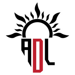 Vibrant ADL vector logo fire icon illustration depicts a hot orange flame, a burning symbol of heat and light