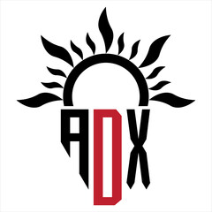 Vector shield emblem ADX Logo with abstract fire design elements