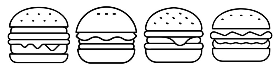 burger icon, burger line art - simple line art of burger, perfect for burger logos and icons