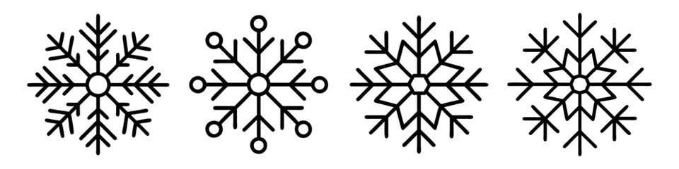 snowflake icon, snowflake line art - simple line art of snowflake, perfect for snowflake logos and icons