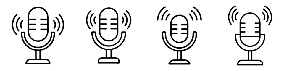 podcast mic icon, podcast mic line art - simple line art of podcast mic, perfect for podcast mic logos and icons