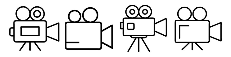 movie camera icon, movie camera line art - simple line art of movie camera, perfect for movie camera logos and icons