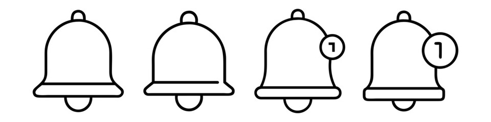 notification bell icon, notification bell line art - simple line art of notification bell, perfect for notification bell logos and icons