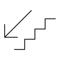 Stairs down arrow graph sign icon. Flat web walk step design vector illustration .