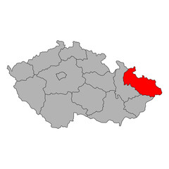 Fototapeta premium Moravian-Silesian Region of Czech republic map, travel web flat concept icon vector illustration .