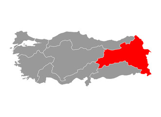 Fototapeta premium Eastern Anatolia Region of Turkey map symbol shape, travel web concept icon vector illustration .