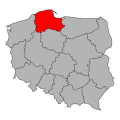 Pomerania of Poland map shape, travel web flat concept icon vector illustration .