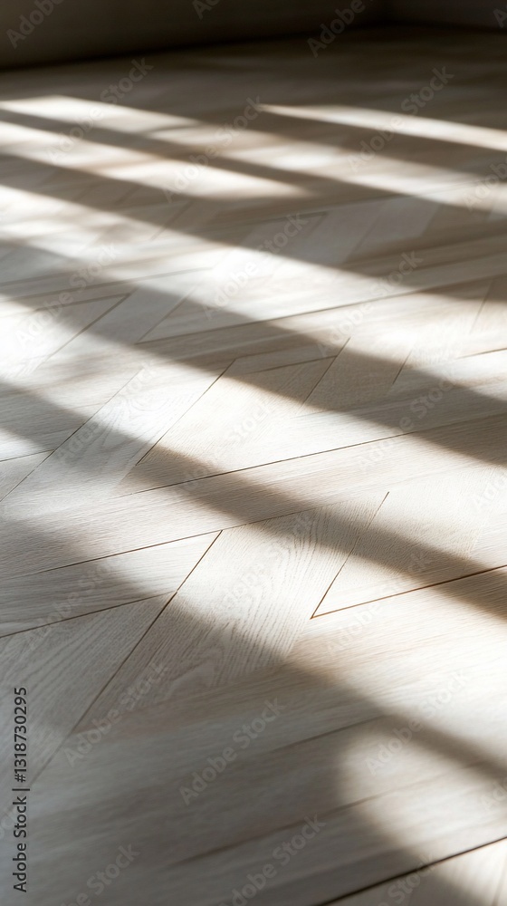 Poster floor with light and shadow; diagonal lines create patterns on the floor surface
