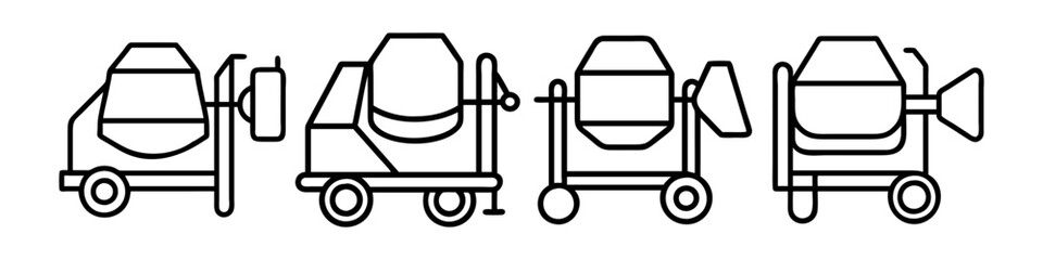 cement mixer icon, cement mixer line art - simple line art of cement mixer, perfect for cement mixer logos and icons
