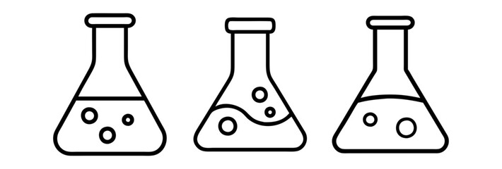 chemical flask icon, chemical flask line art - simple line art of chemical flask, perfect for chemical flask logos and icons