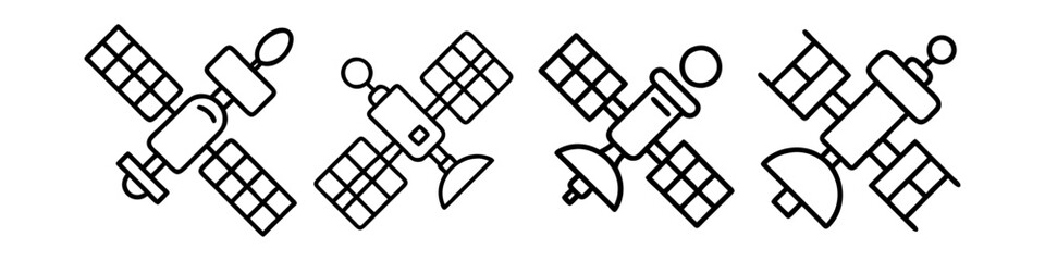 space station icon, space station line art - simple line art of space station, perfect for space station logos and icons