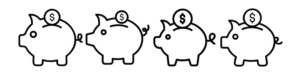 piggy bank icon, piggy bank line art - simple line art of piggy bank, perfect for piggy bank logos and icons
