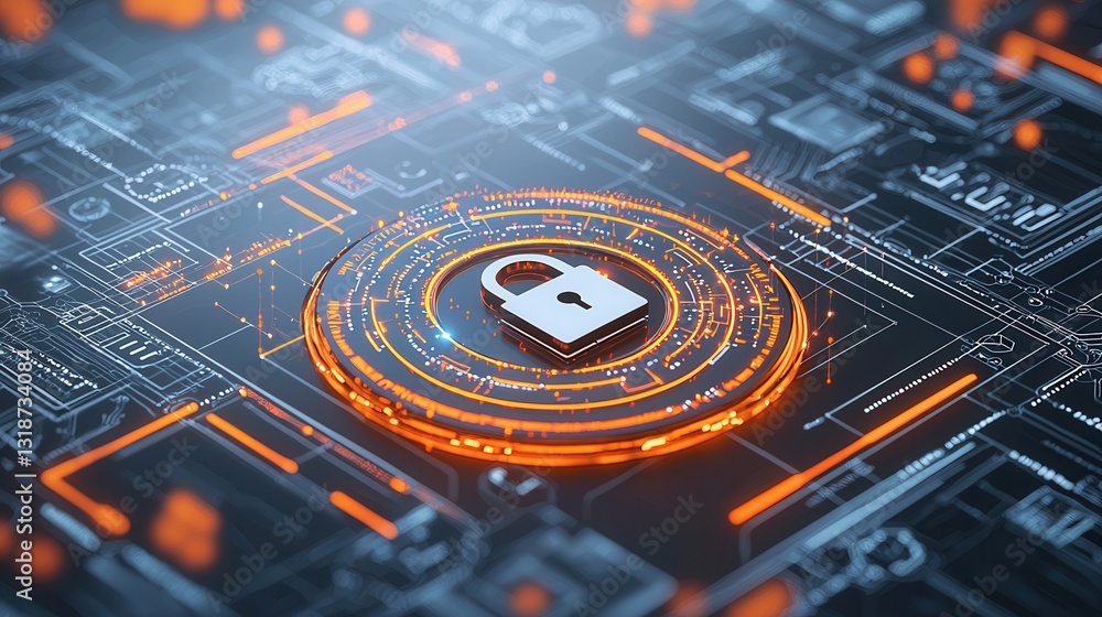 Poster digital cloud security representation showcasing secure digital platform and network protection with