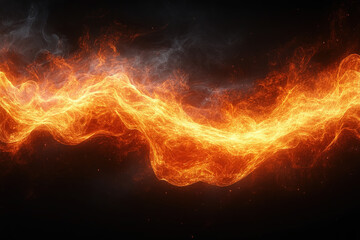 A fiery scene on a black background, dramatic and intense, design theme.