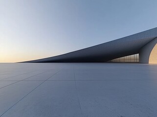 Sleek Architectural Design Emphasizing Curved Lines Under Soft Sunset Light
