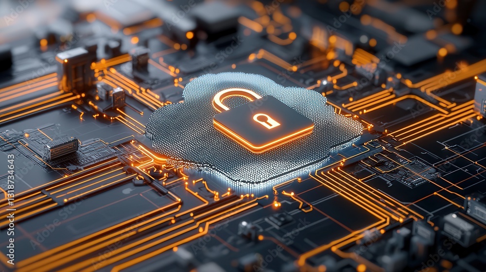 Poster digital encryption and cloud security visualization concept futuristic digital technology background